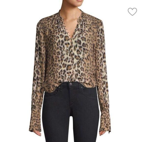 NWT Joie Tariana Leopard Print Blouse Women’s Small silky feeling Viscose Luxury - Picture 1 of 16